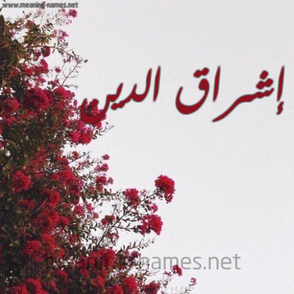 شكل 18 صوره الورد الأحمر للإسم بخط رقعة صورة اسم إشراق الدين Eshraq-Aldin